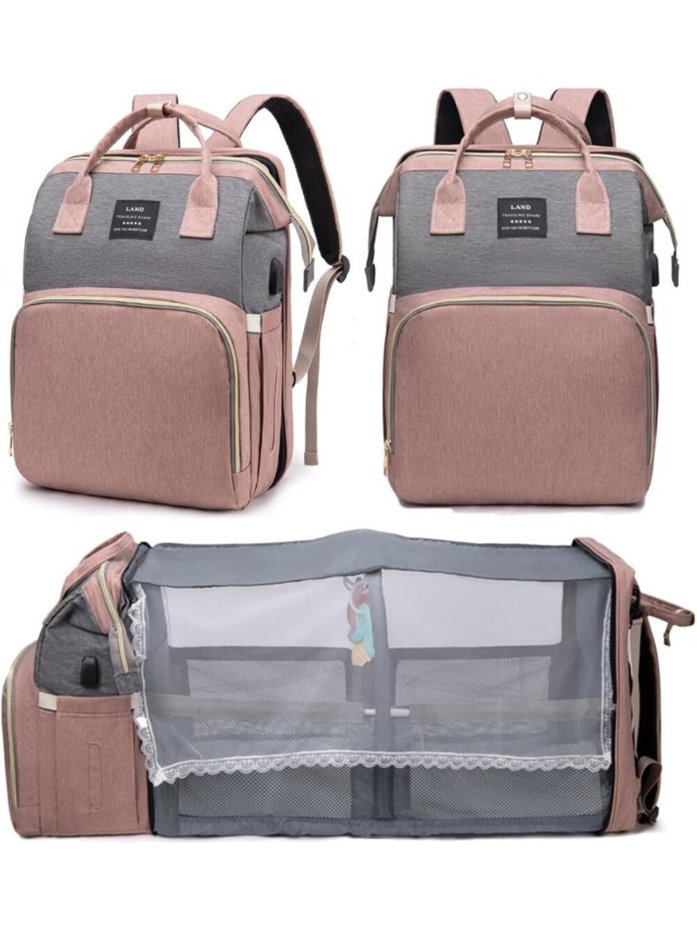 Stylish Diaper Bag Backpack with Changing Station & 25L Large Capacity
